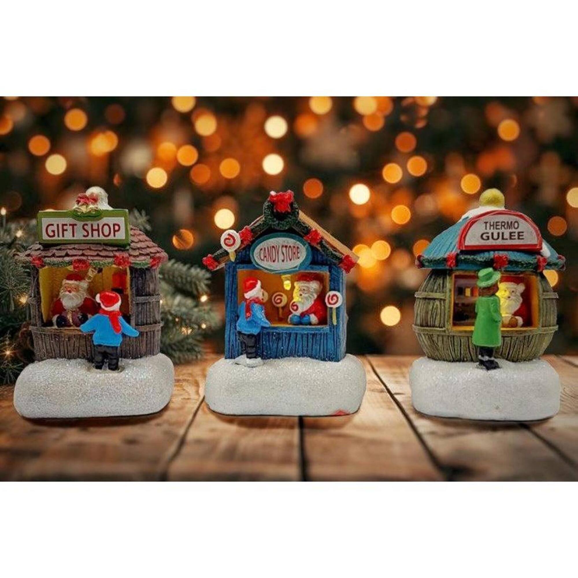 Wizardi 2.15" x 2.95" Christmas Village Holiday Gift Shop